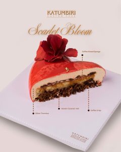 Scarlet Bloom cross-section kue ultah ready stok cianjur entremet cake cianjur katumbiri yang bernama Scarlet Bloom